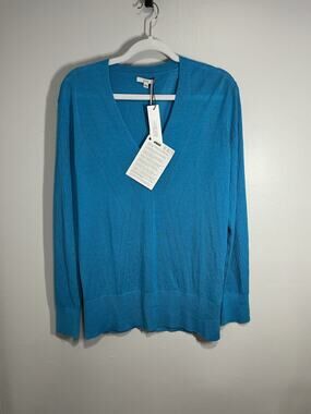 NEW Tome NYC Silk/Wool/Cashmere Blend Open back V-Neck Sweater XL $575 retail